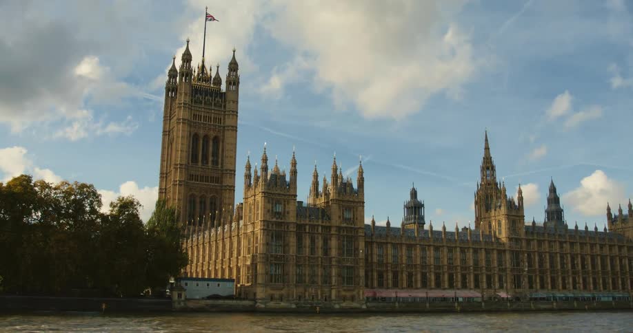 The Union Jack flag flies above London's Houses of Parliament