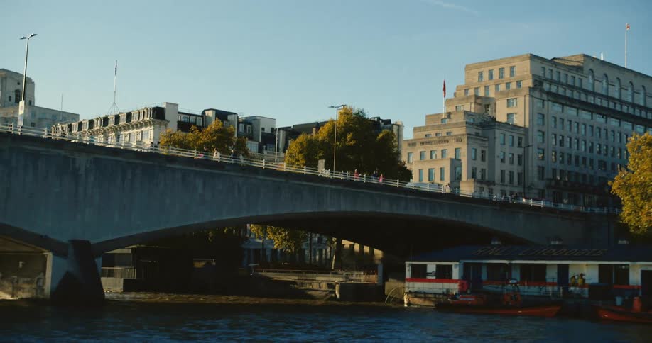Landscape of bridge over river and buildings in the city