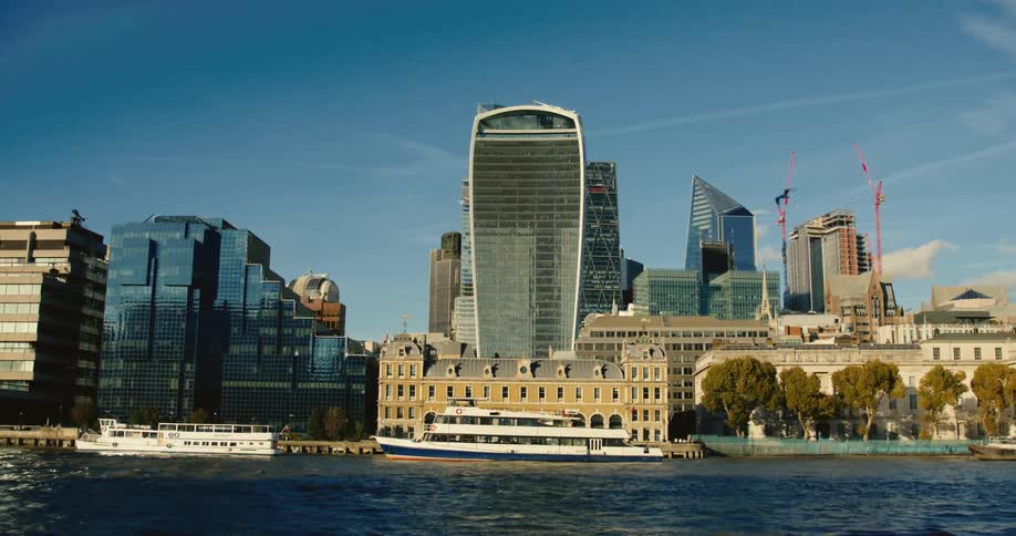 View of City of London from the River Thames