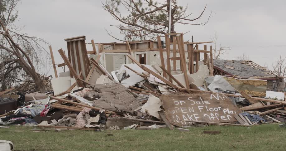 A house is demolished ahead on a cloudy day
