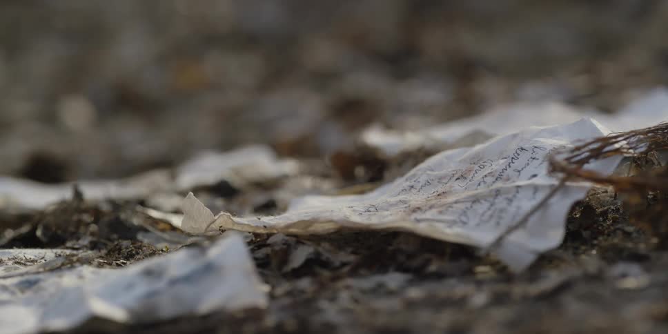 Old sheets of paper scattered on the ground