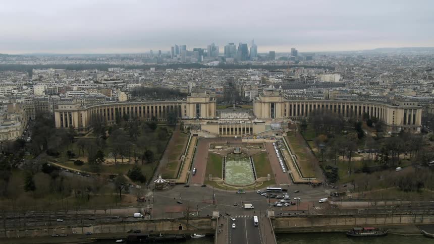 An aerial view of a plaza