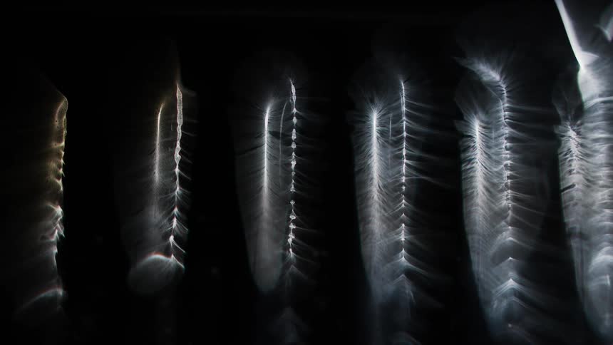 Glowing white lights in darkness