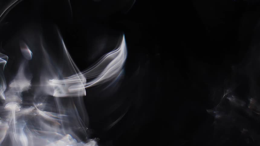 Abstract white smoke floating on black background
