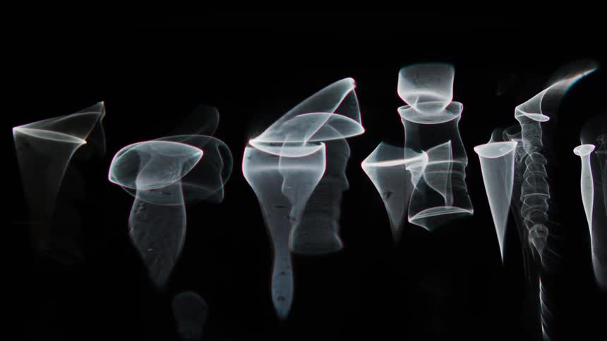 The shapes flow by in the artwork