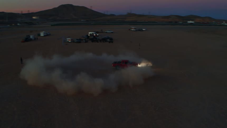 Baja Racing Truck Drifts and Does Donuts