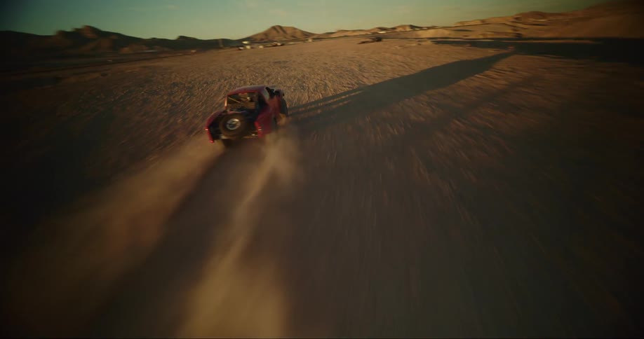 FPV - Swerving from 3/4 to 3/4 behind a truck at speed in the desert