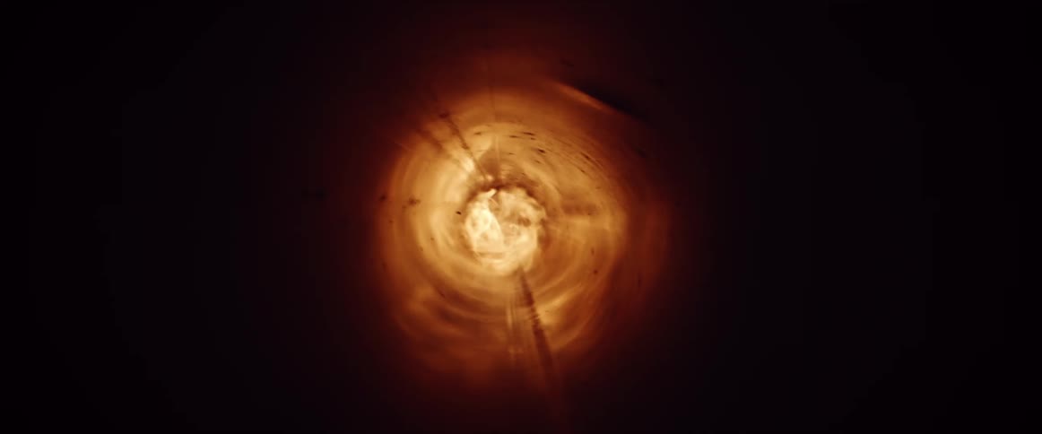 The fire rages through the tube