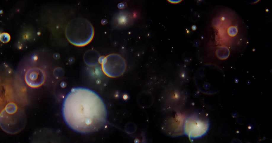 Spots outlines in contrasting colors swirl across digital image