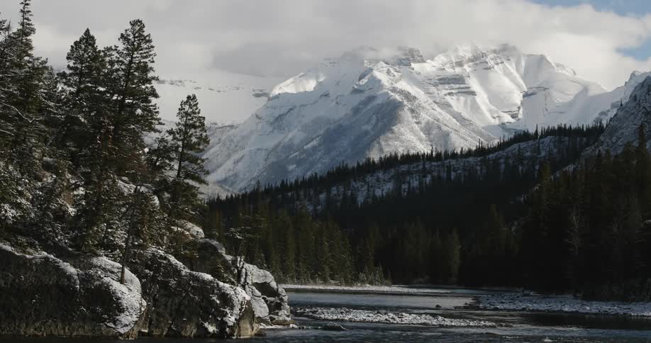 The mountain is covered with snow