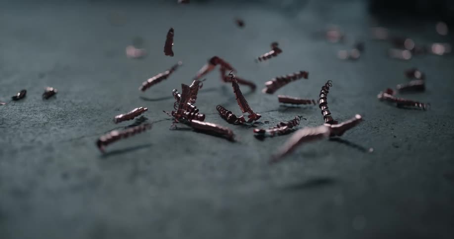 Wood shavings drop on a shop floor