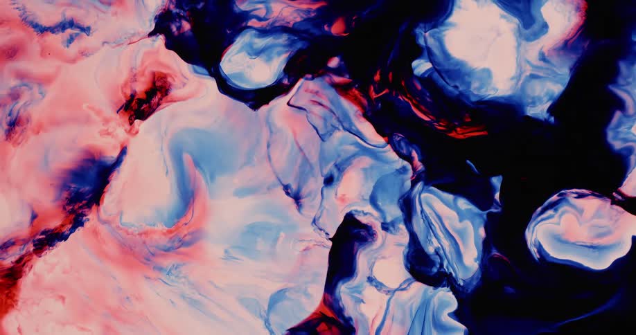 Blue and pink colors converge and bubble