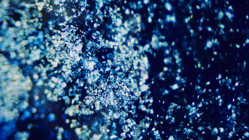 Liquid moves through a crack in black top