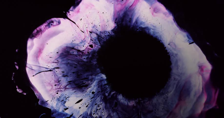 Purple and indigo liquid blob contracts inward
