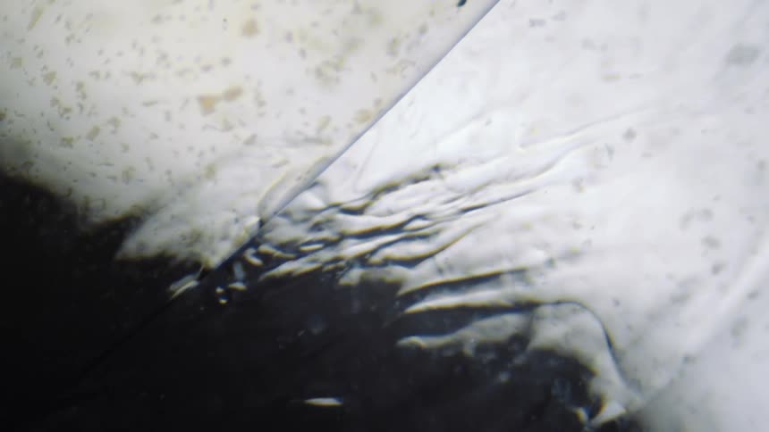 A liquid creates ripples as it moves under fabric