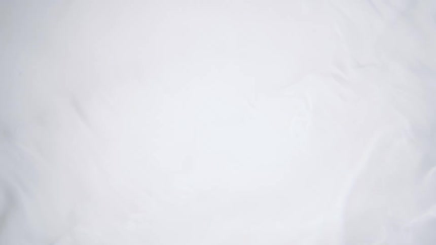 Shadows of ripples move across a white surface as grey speckled objects with red flecks inside quickly appear