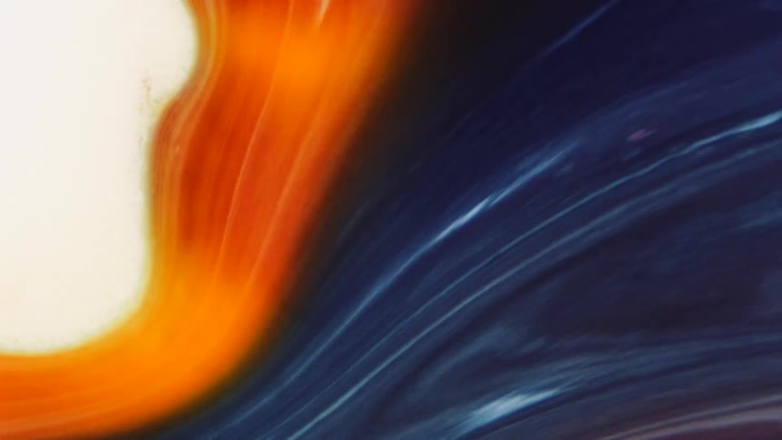 Separate layers of blues and orange flow