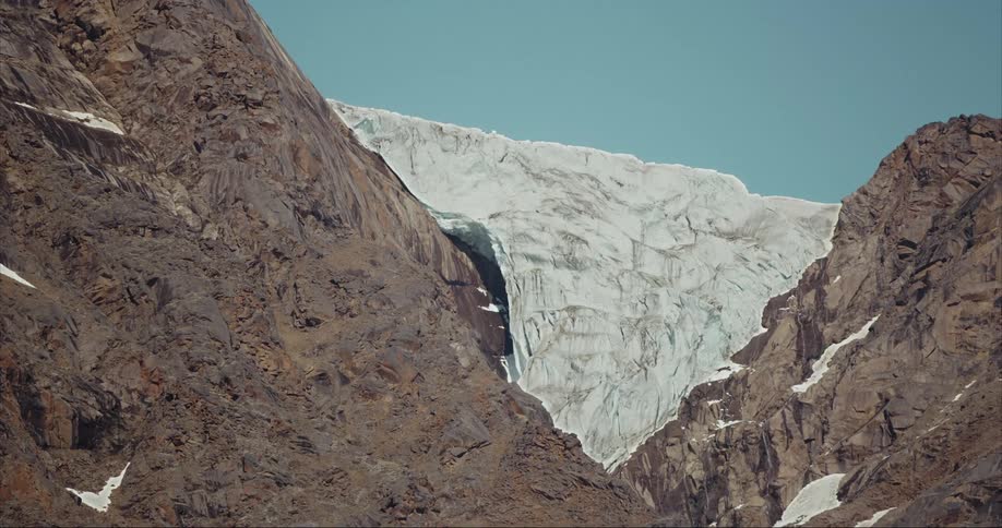 A melting glacier on a granite mountain