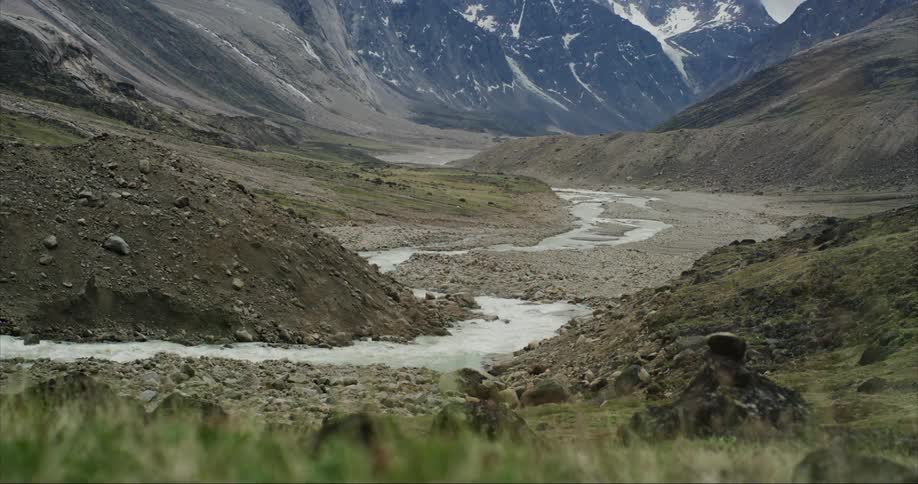 Landscape of stream flowing through a glacier carved river valley