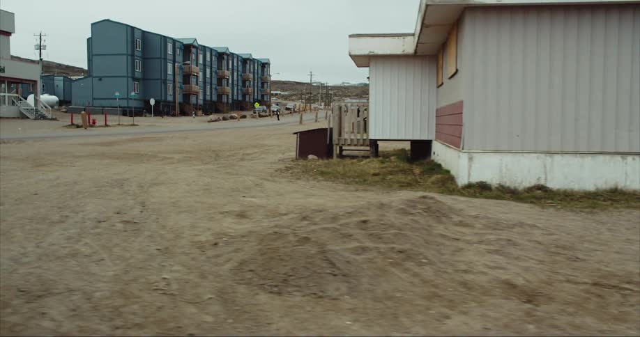 Homes and apartments on a cloudy day in Nunavut Canada