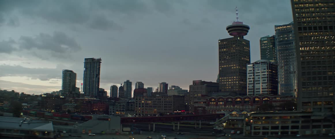 Vancouver's Gastown city skyline seen at dusk