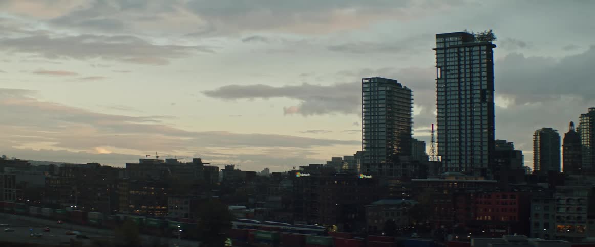 Panning shot of Vancouver skyline