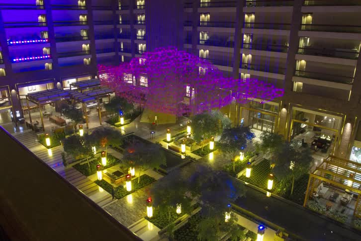 Flashing lights in a building