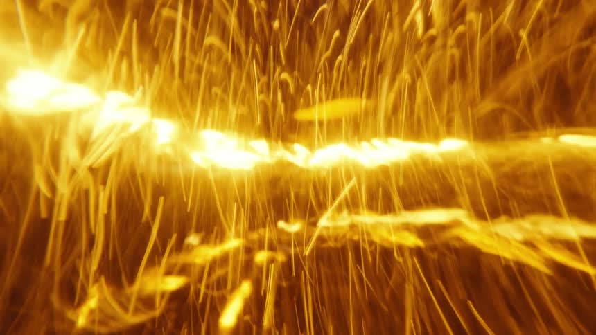 Sparks fly haphazardly as metal is welded