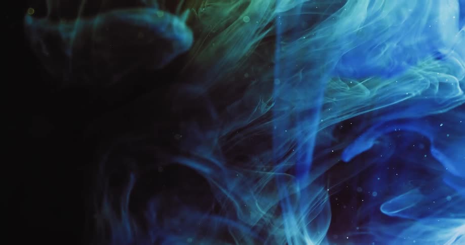 Blue and green swirls of smoke