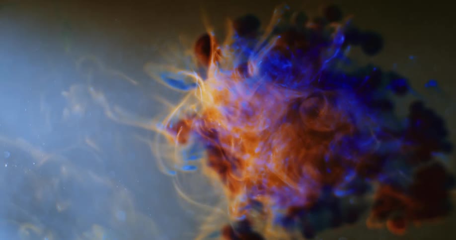 Special effects of a floating cloud of intense vibrant colors moving in waves