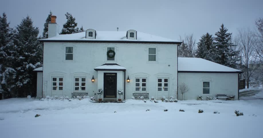 A house is displayed during the winter season