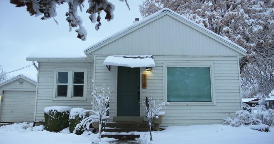A house is displayed during the winter season