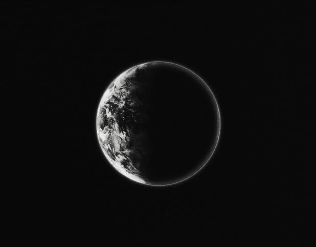 A computer animation shows the moon in different rotations