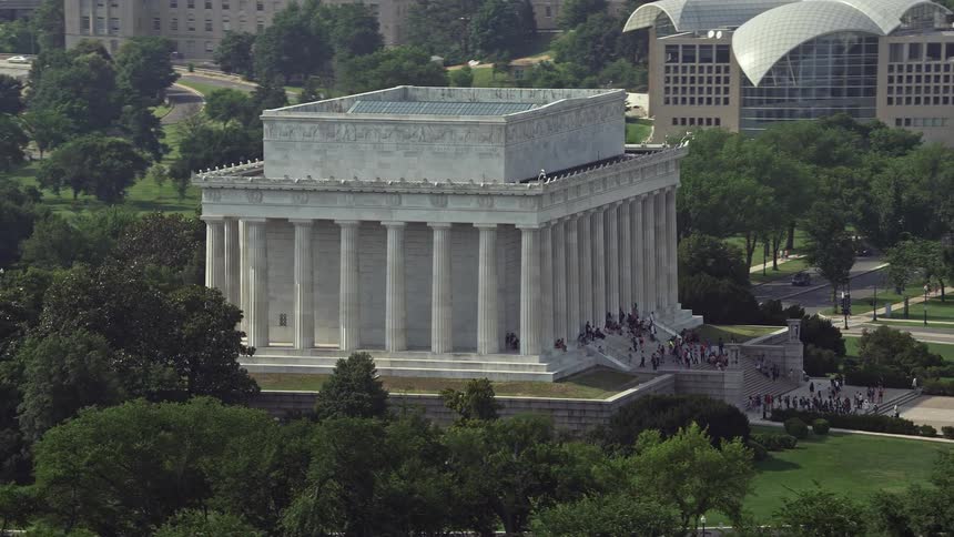 Aerial view of the Lincoln Memorial at the National Mall in Washington DC during daytime