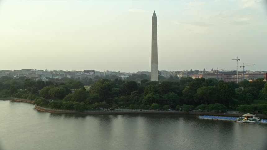 A stunning sunset aerial view of the Old Executive Office Building The White House and Washington Monument Washington DC showcasing its iconic structures and famous landmarks