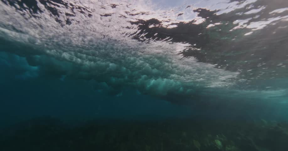 Ocean waves crashing down in the sea