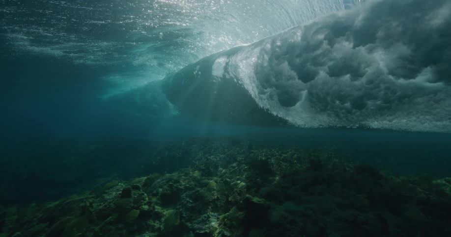 An ocean wave rolls over the sea floor during the day