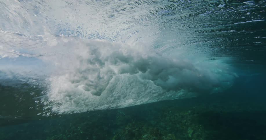 Waves in the ocean is displayed on camera