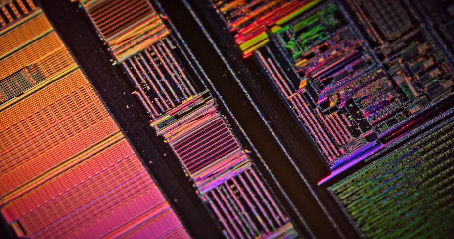 A large software unit and circuit board that is colorful and lit up