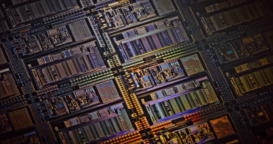 The light is shining on the circuits