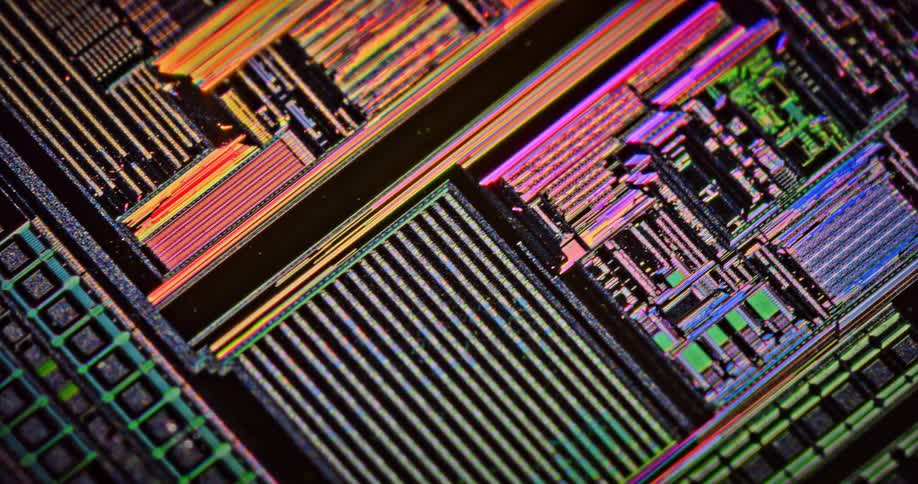 Neon colors on a circuit board