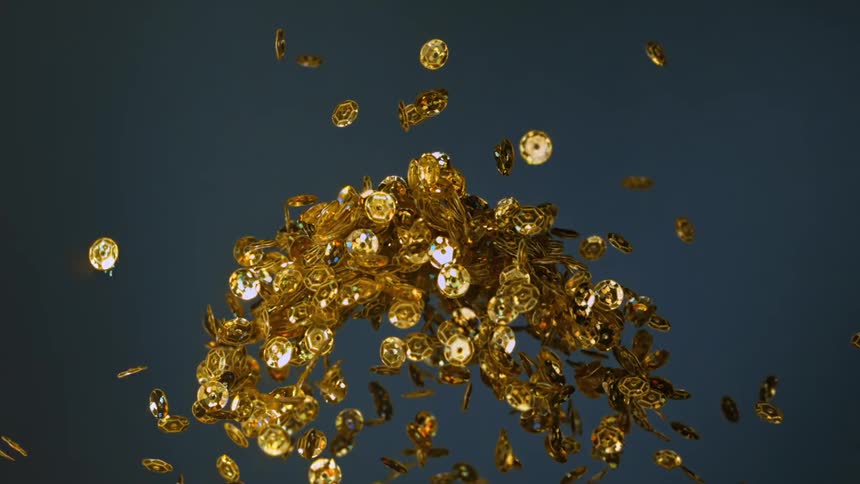 Most gold coins tossed into air fall slowly while some float upward