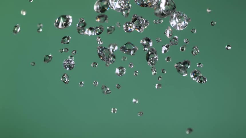 Diamonds being thrown up and falling down