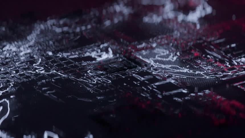 Abstract map lighting up and flashing like a circuit board