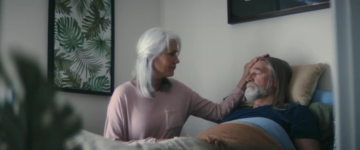 Woman trying to feel up her husband