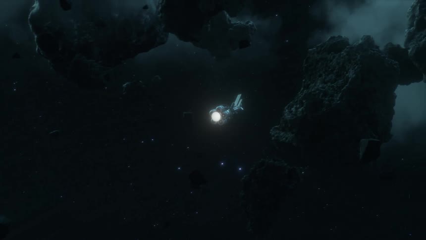 A satellite flies through space