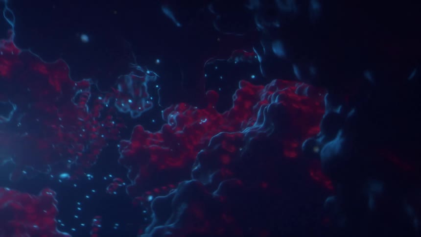 Proteins and other molecules are floating underwater