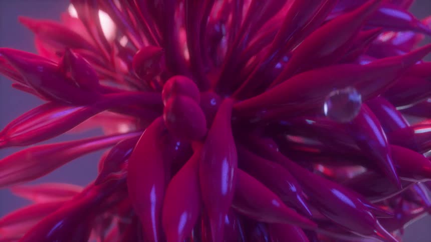 Bubbles float around a strange virus with red tentacles