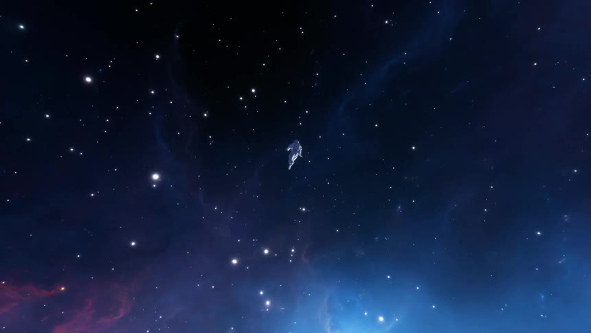 Astronaut is floating alone in outer space