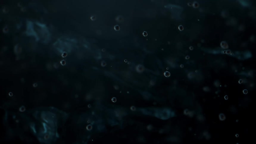 Abstract bubbles float in dark waters